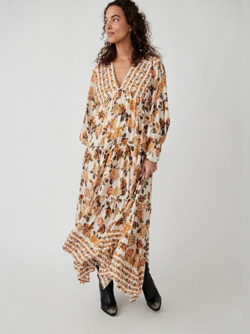 Free People Rows Of Roses Maxi Dress size Large - Picture 2 of 4